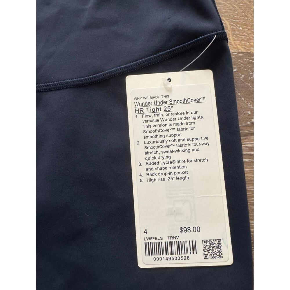 Lululemon Wunder Under SmoothCover High Rise 25” True Navy Size 4 NWT - Picture 4 of 7